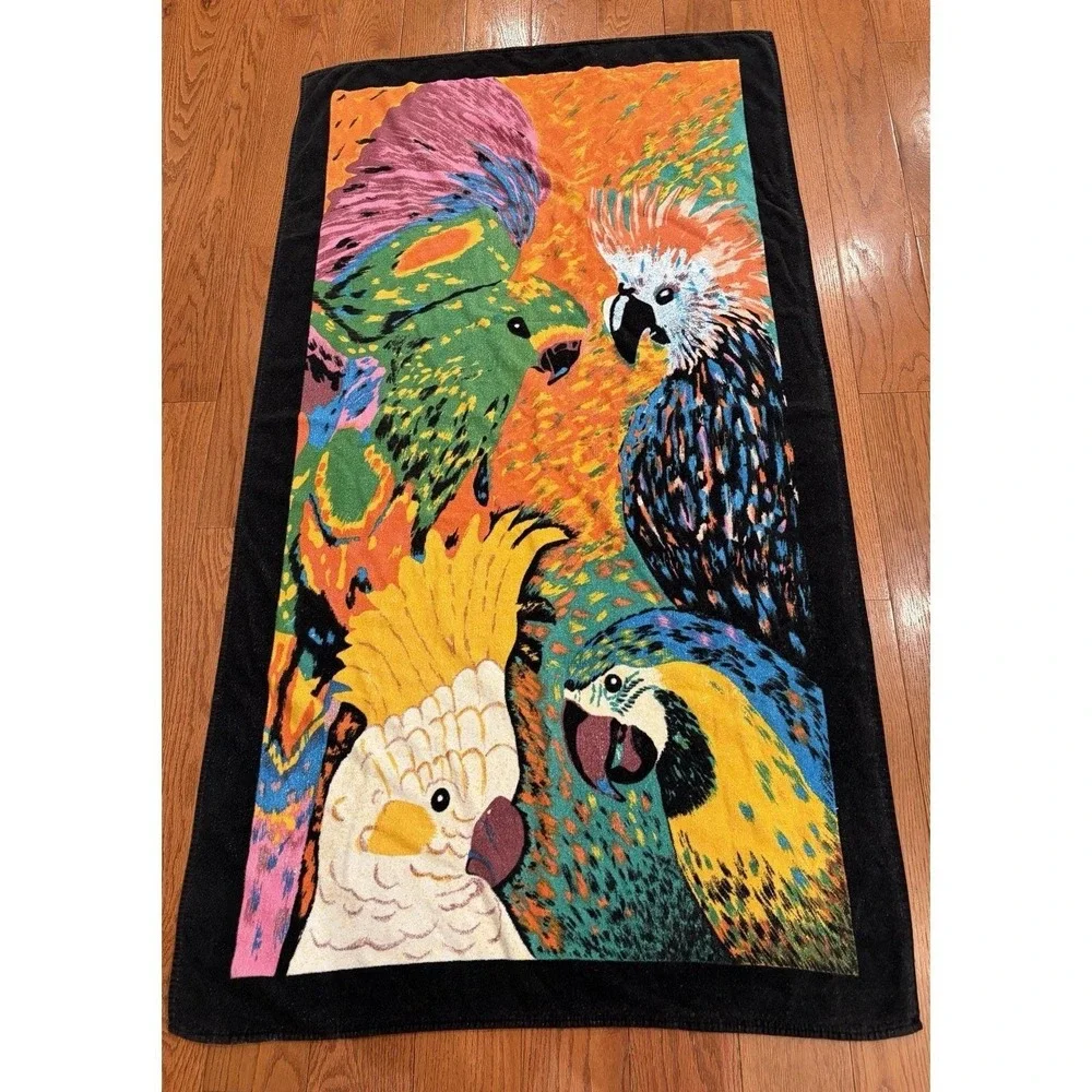 Jungle Oversized Big Beach Pool Bath Towel Tropical Cotton Parrots 35 X 65‎